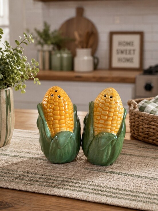 Source Unknown Other - Half Shucked Corn On the Cob Salt and Pepper Shakers Ceramic